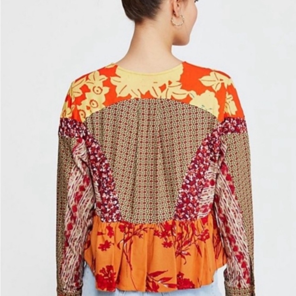 Free People Aloha State of Mind Patchwork Top Size Large - Picture 3 of 4